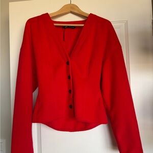 Zara Vibrant Red Knit Cardigan